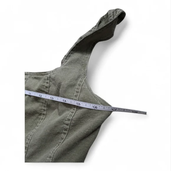 Christian Lacroix Dress Square Neck Linen Blend Olive Green - Picture 3 of 7